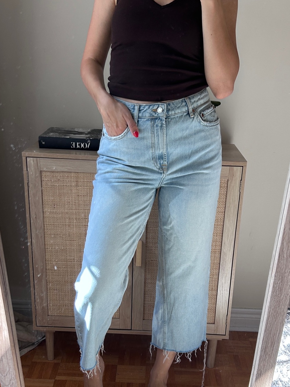 Topshop Light Blue Relaxed Straight Jeans calf length